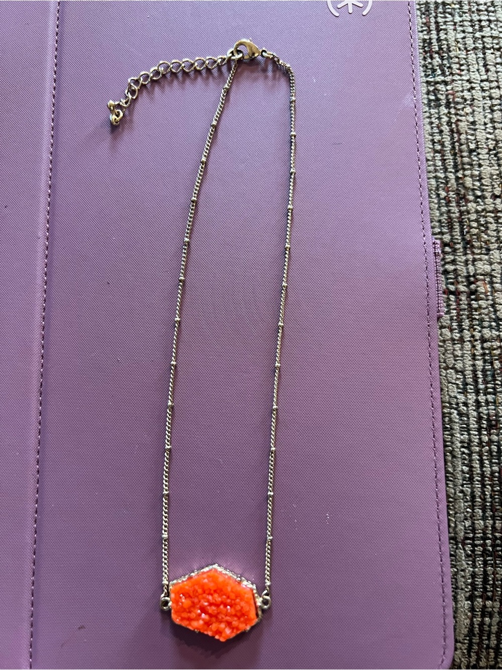 Orange/Coral Stone Pendant Necklace